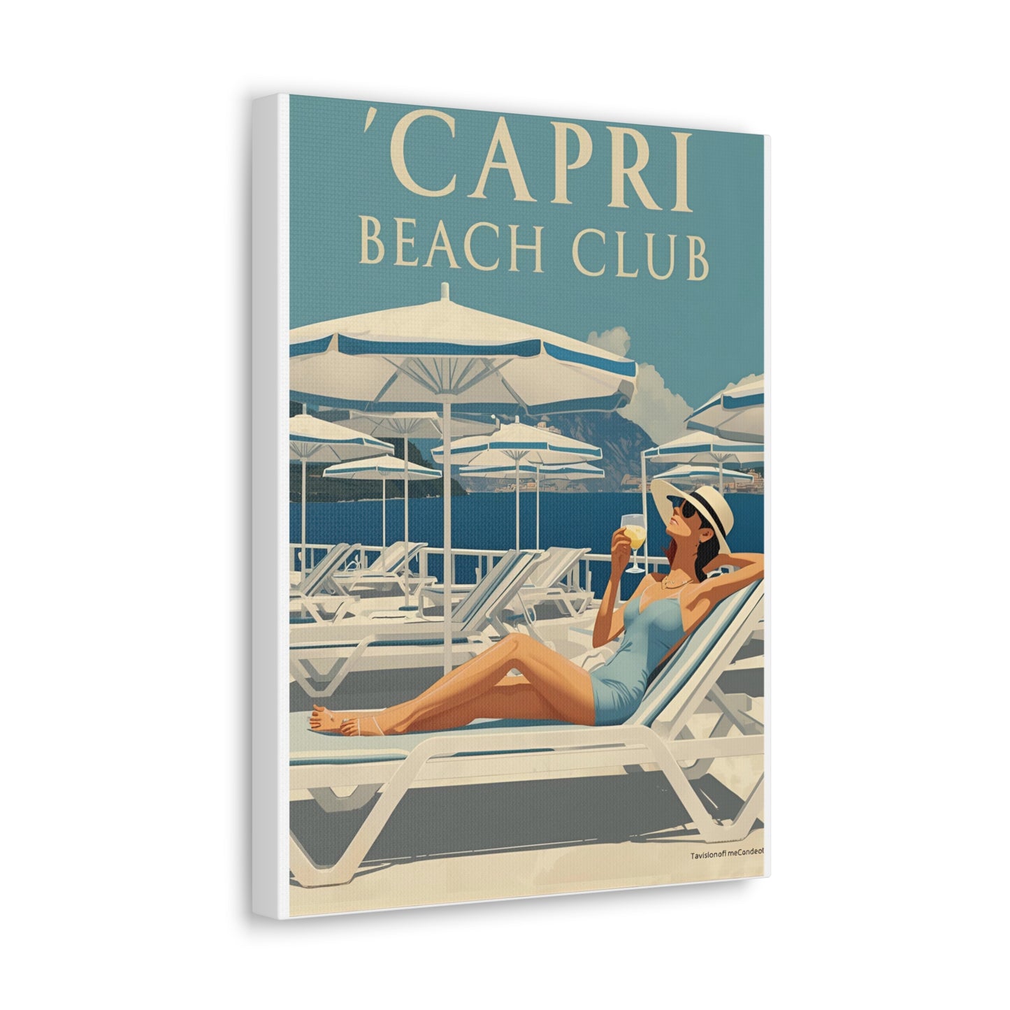 Capri Beach Club Retro-Leinwanddruck – Dekorative Wanddekoration