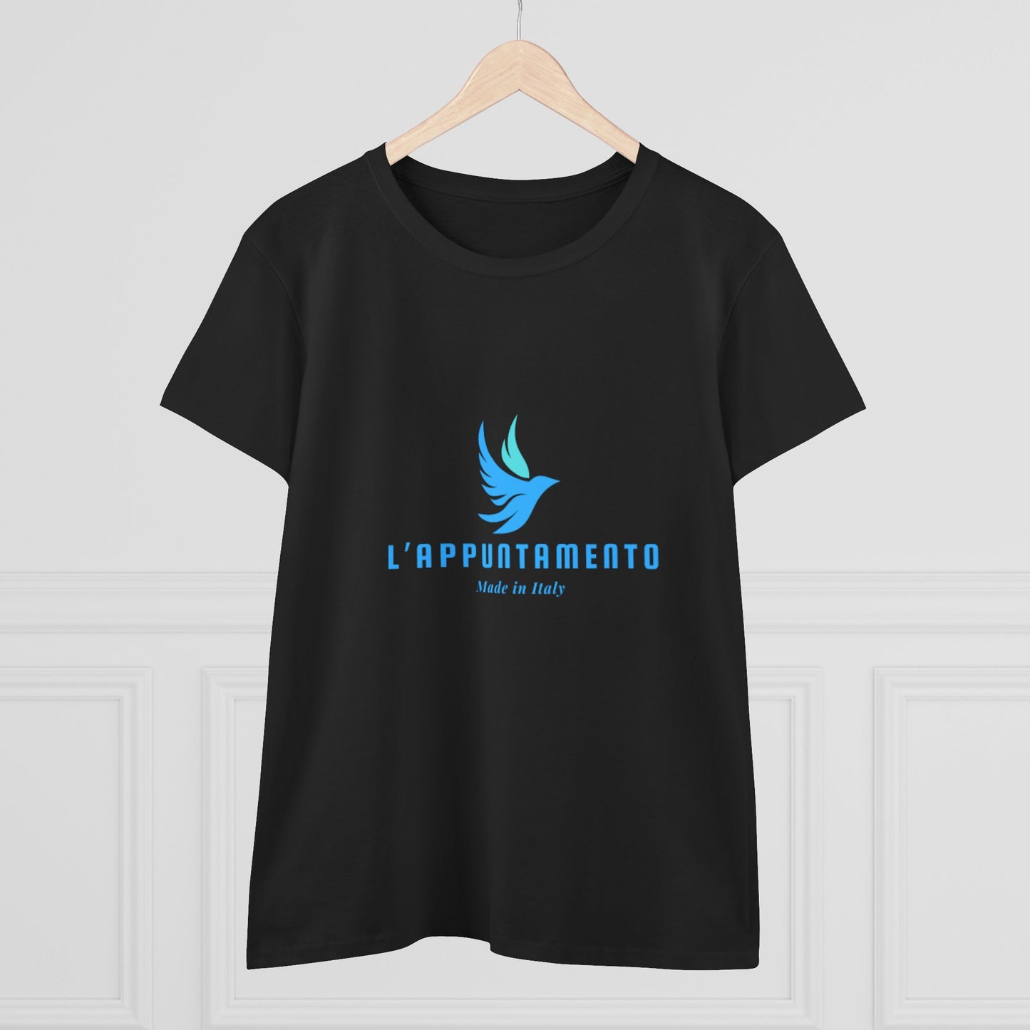 L'Appuntamento Italian Logo Women's Tee — Blue Bird Minimalist Cotton T-Shirt