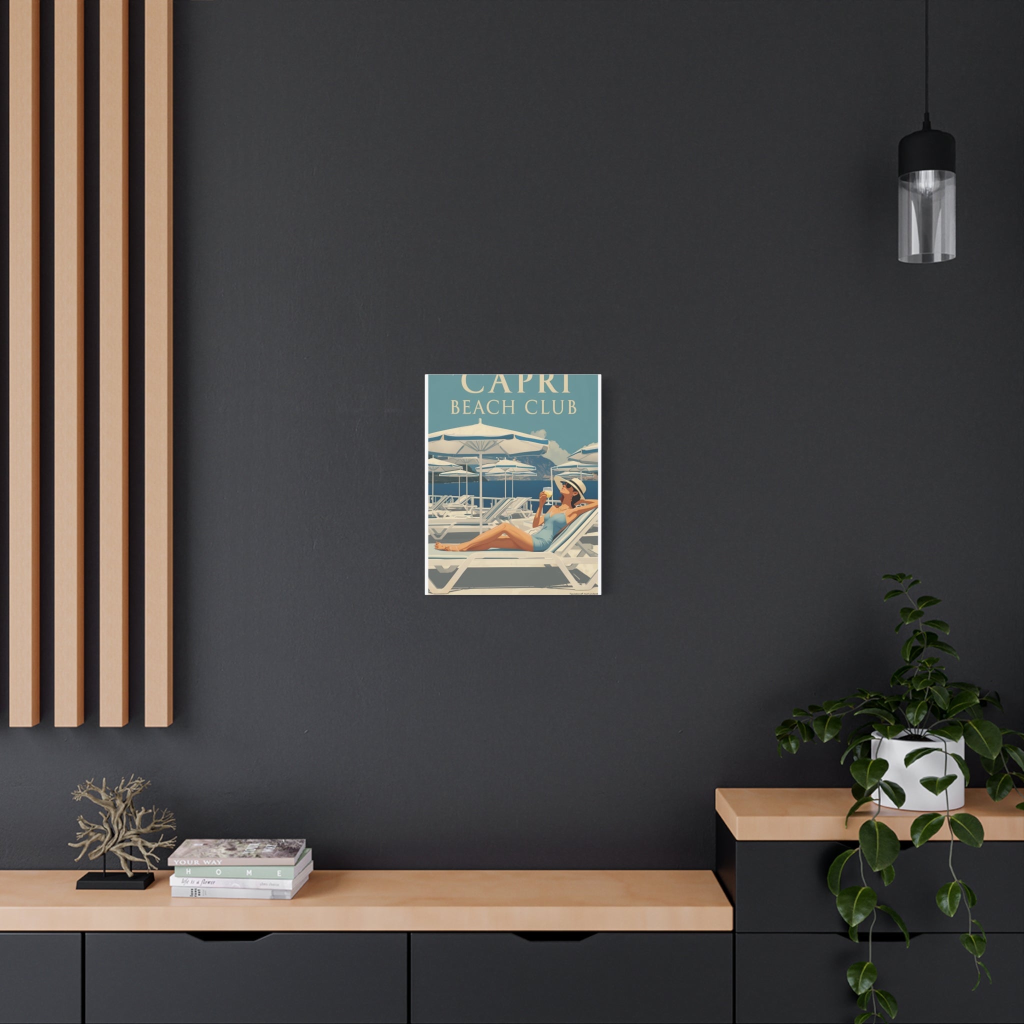 Capri Beach Club Retro Canvas Print - Decorative Wall Art
