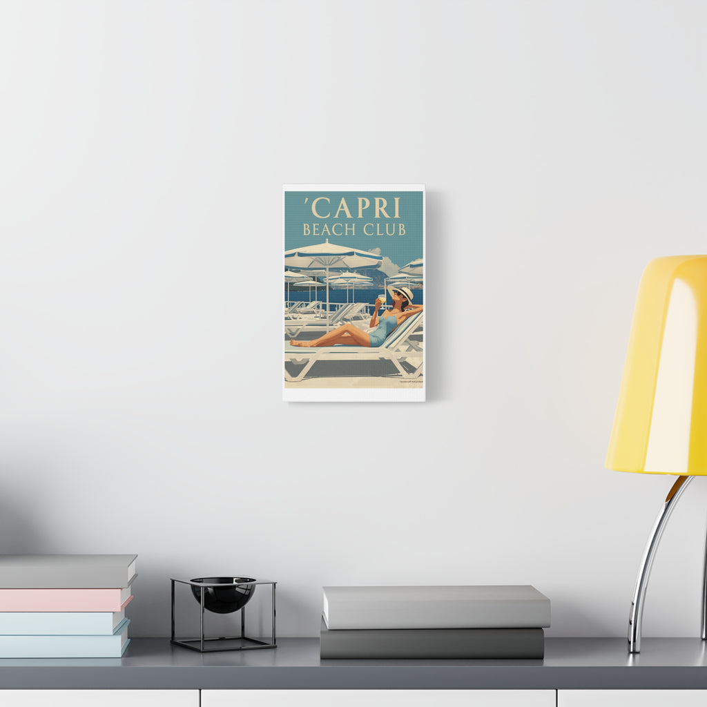 Capri Beach Club Retro Canvas Print - Decorative Wall Art