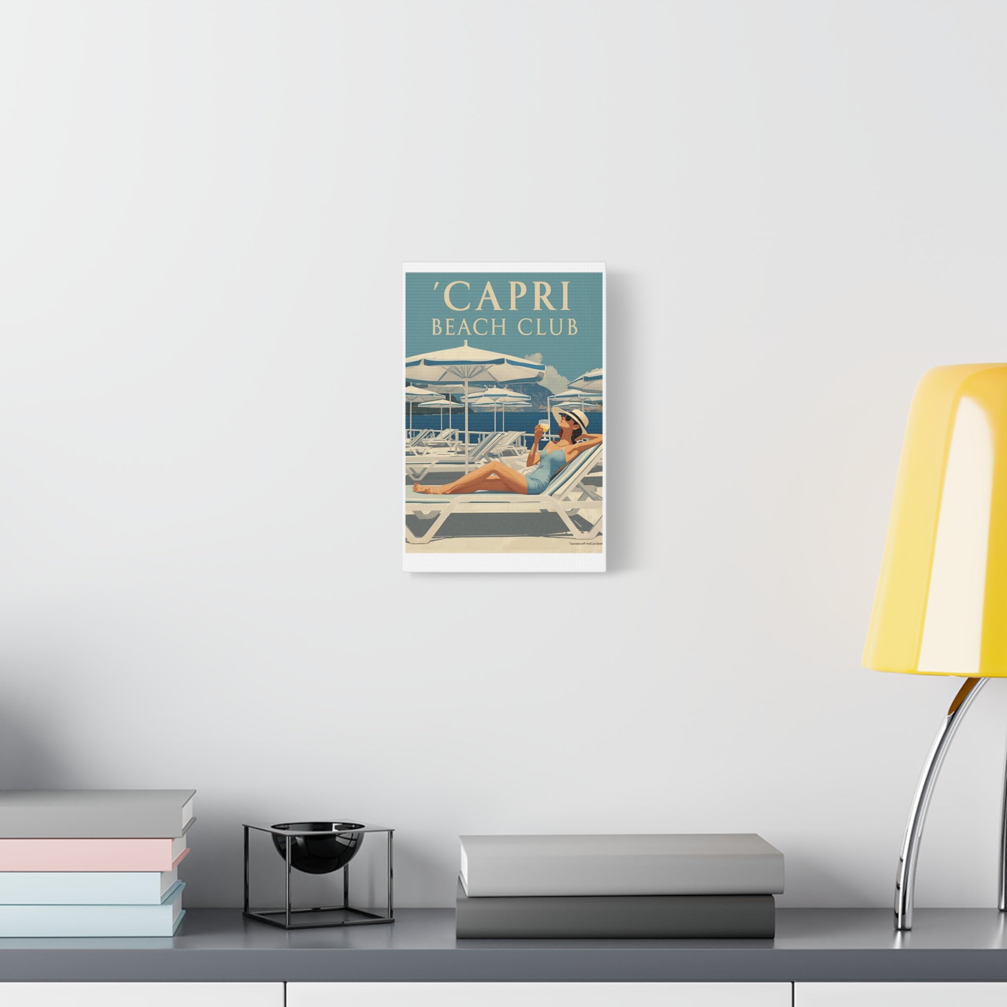 Capri Beach Club Retro Canvas Print - Decorative Wall Art