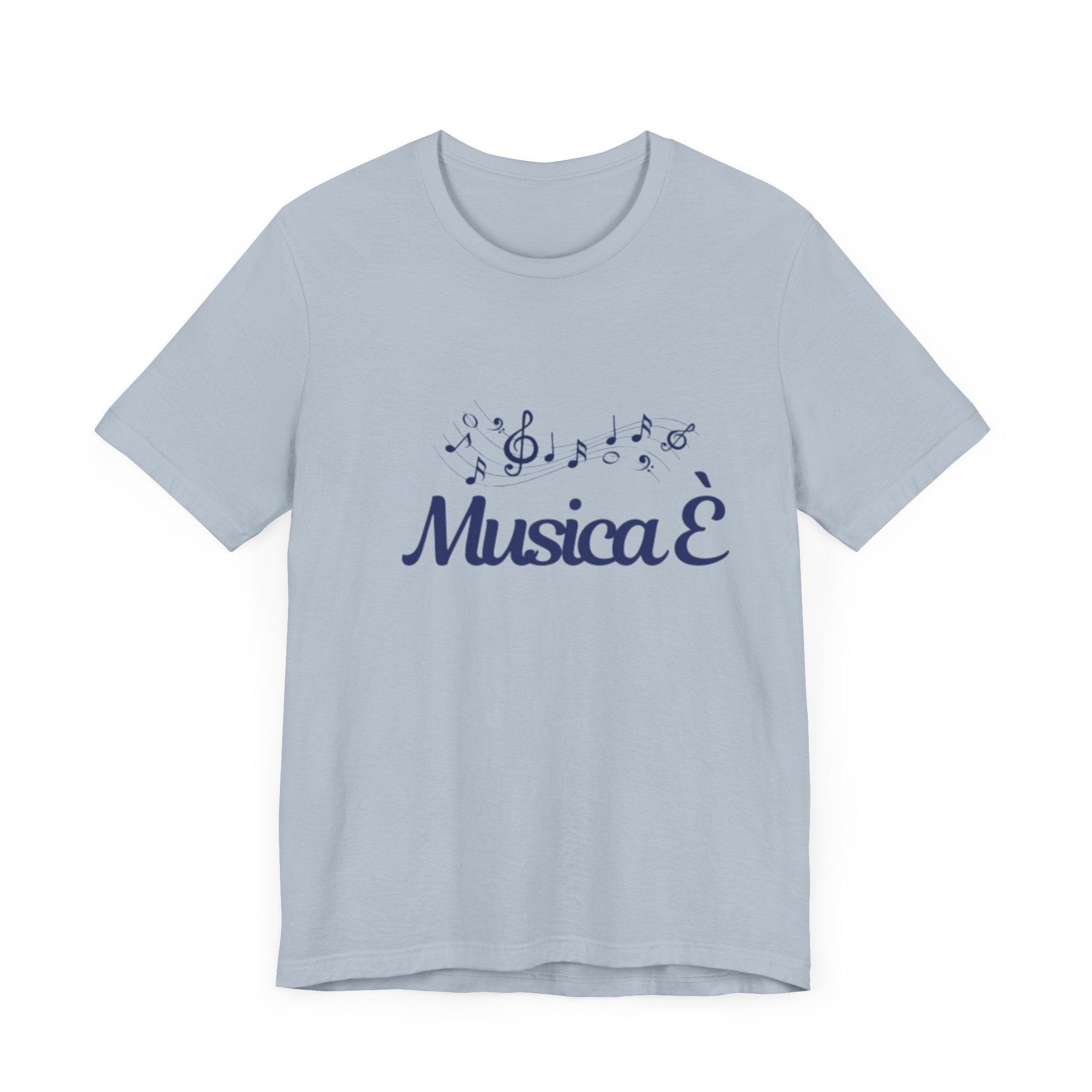 Italienisches Marken-T-Shirt aus Jersey mit kurzen Ärmeln: "Musica è..." (Musik ist...)