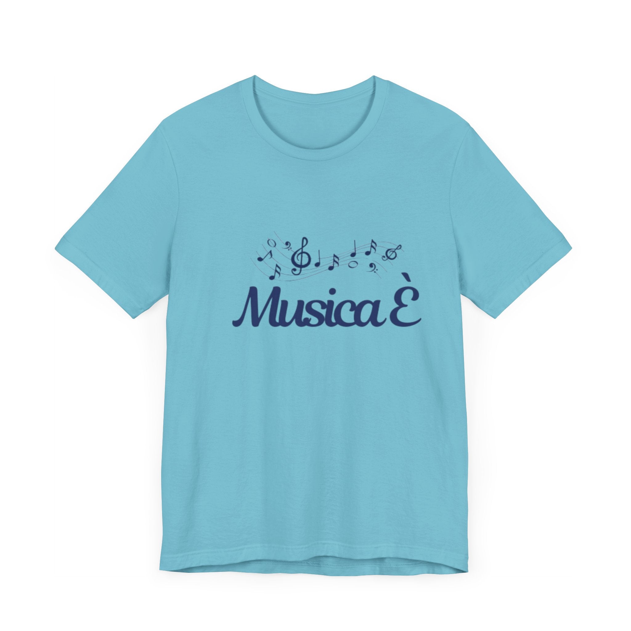 Italienisches Marken-T-Shirt aus Jersey mit kurzen Ärmeln: "Musica è..." (Musik ist...)