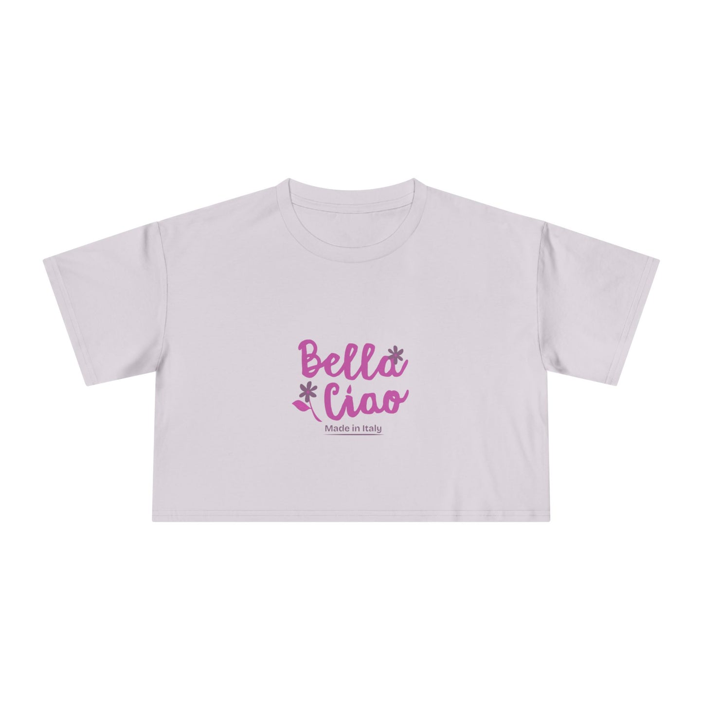 Bella Ciao Crop Tee — Feminine Italian Phrase Graphic Top