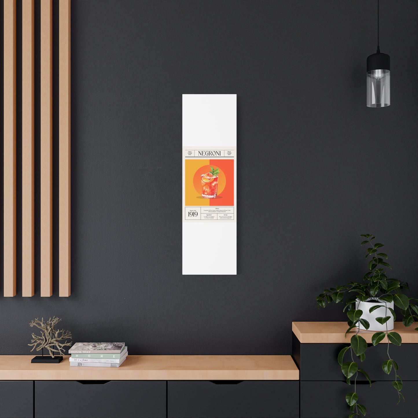 Negroni Cocktail Canvas Print – Vintage Classic Cocktail Recipe Art Poster