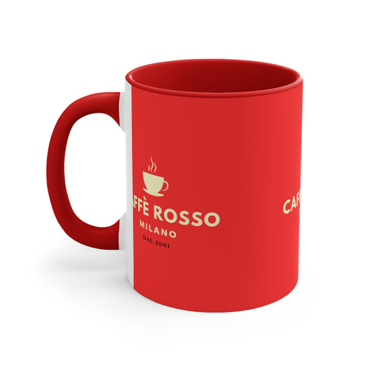 Caffè Rosso Milano Red Accent Mug — 11oz Coffee Cup
