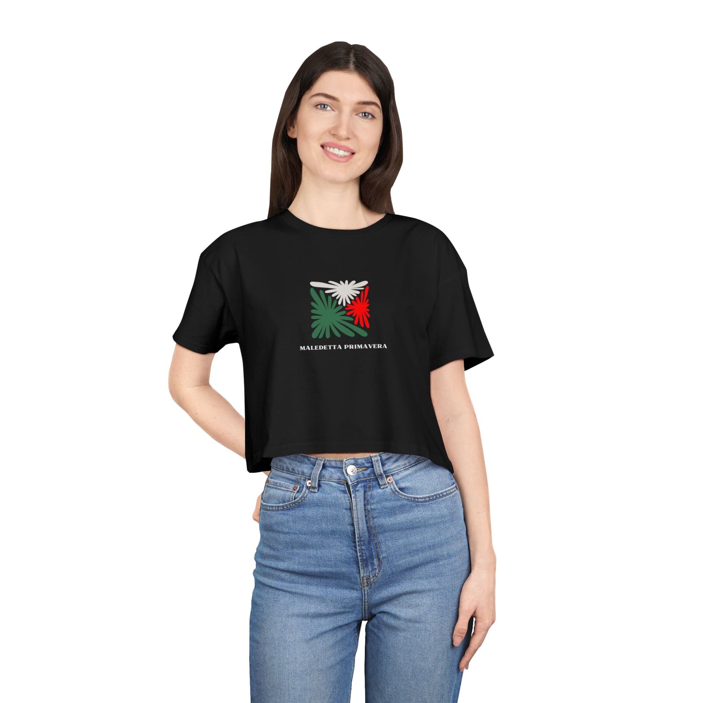Spring Women's Crop Tee with Italian Design for Primavera (Spring in Italian)