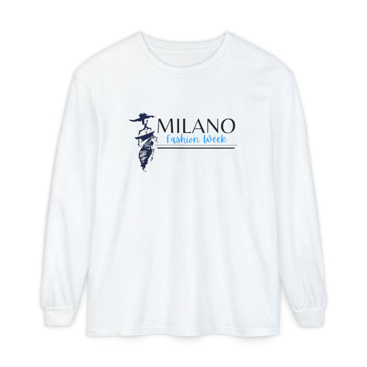 Milan Fashion Week Long Sleeve Tee, Trendy Long Sleeve Top, Milano Fashion Shirt, Casual Wear for Fashion Lovers
