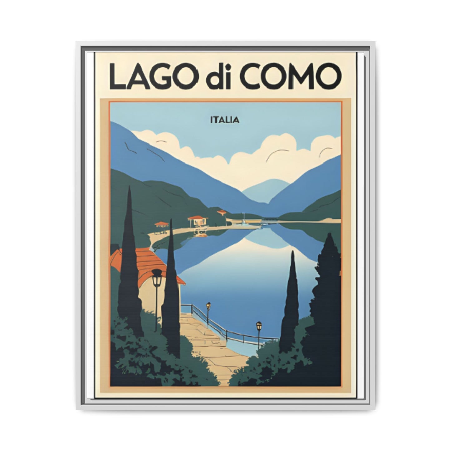 Scenic Framed Wall Art Print from the famous Como Lake, Lago di Como. Gift for Italian Lake Lovers.