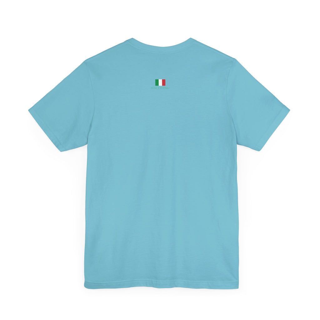 Italienisches Marken-Sommer-T-Shirt aus Jersey mit kurzen Ärmeln und italienischem Slogan: Mare Mare