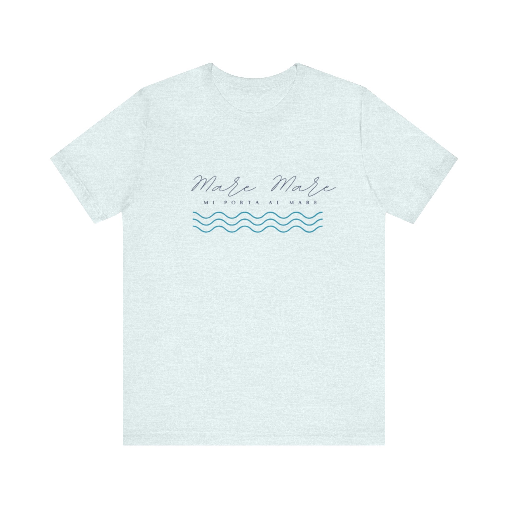 Italienisches Marken-Sommer-T-Shirt aus Jersey mit kurzen Ärmeln und italienischem Slogan: Mare Mare