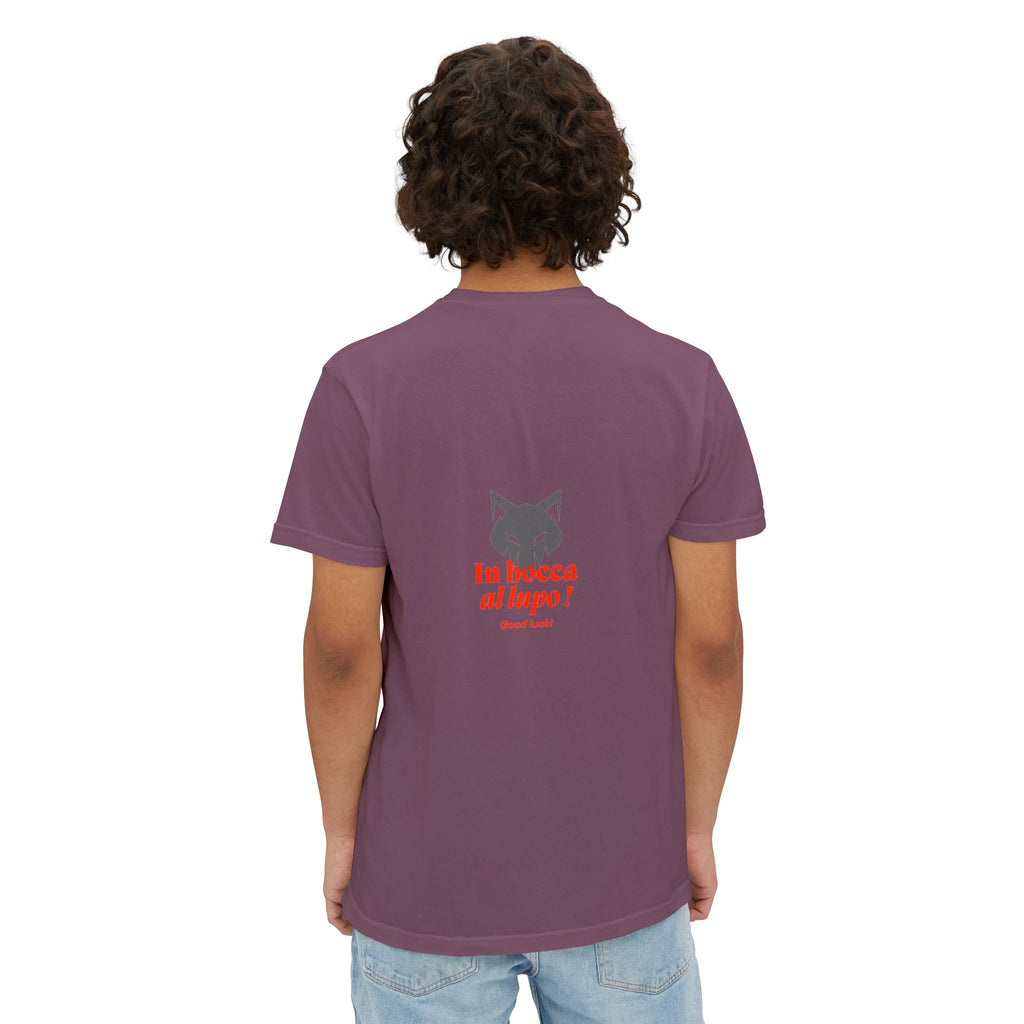 Faded Pocket T-Shirt — 'In bocca al lupo' Wolf Graphic Tee