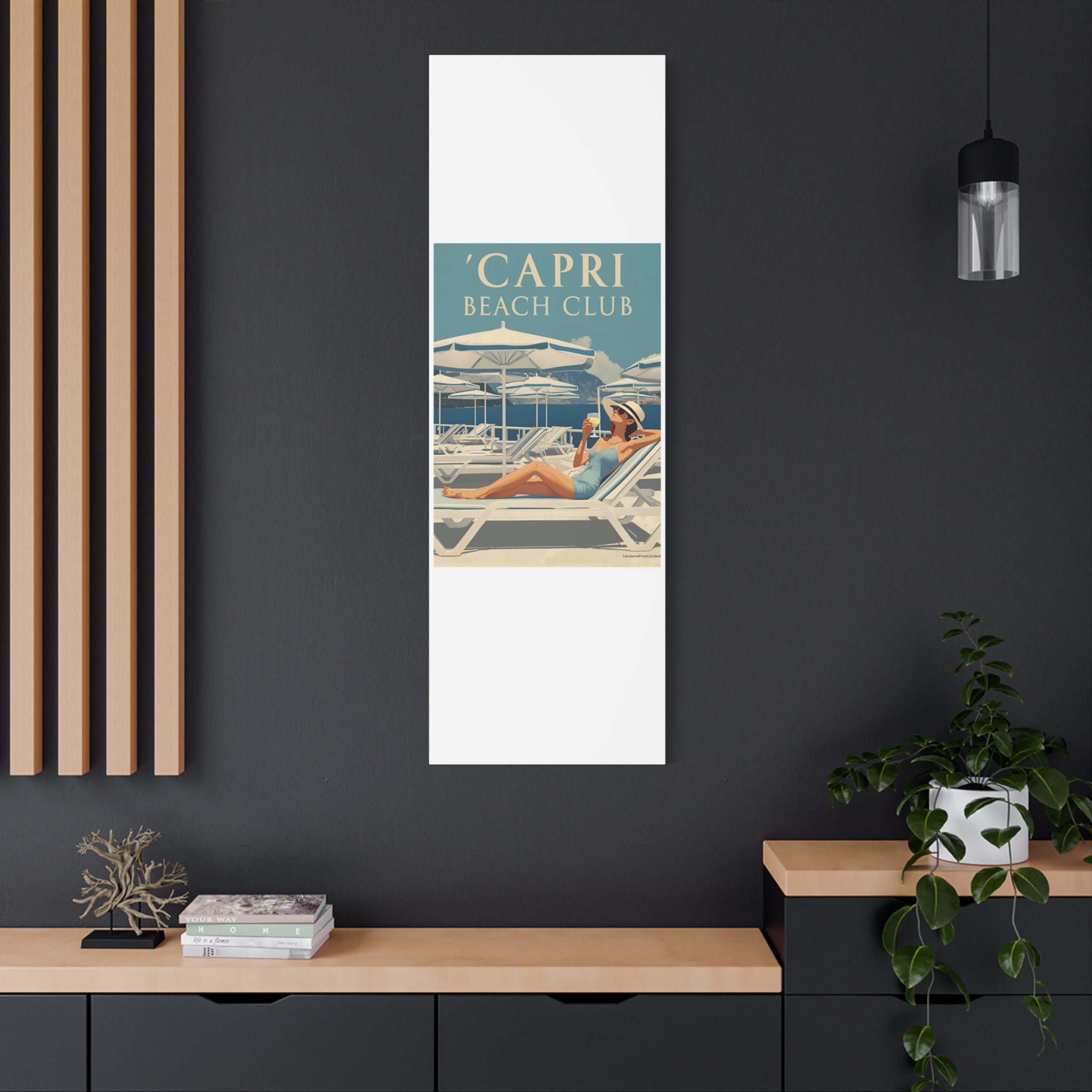 Capri Beach Club Retro Canvas Print - Decorative Wall Art
