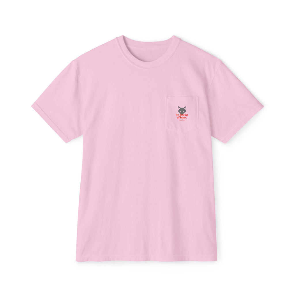 Faded Pocket T-Shirt — 'In bocca al lupo' Wolf Graphic Tee
