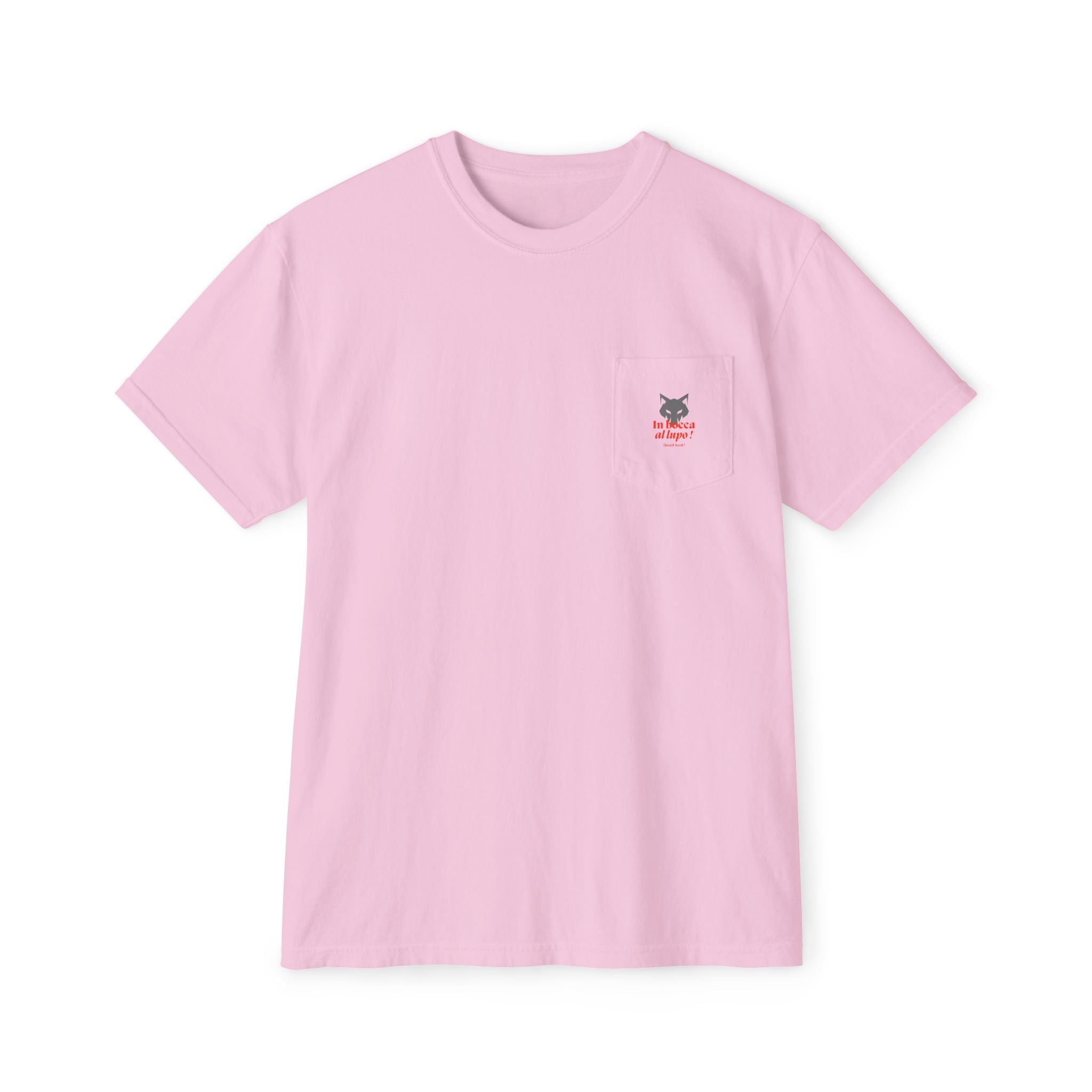 Faded Pocket T-Shirt — 'In bocca al lupo' Wolf Graphic Tee