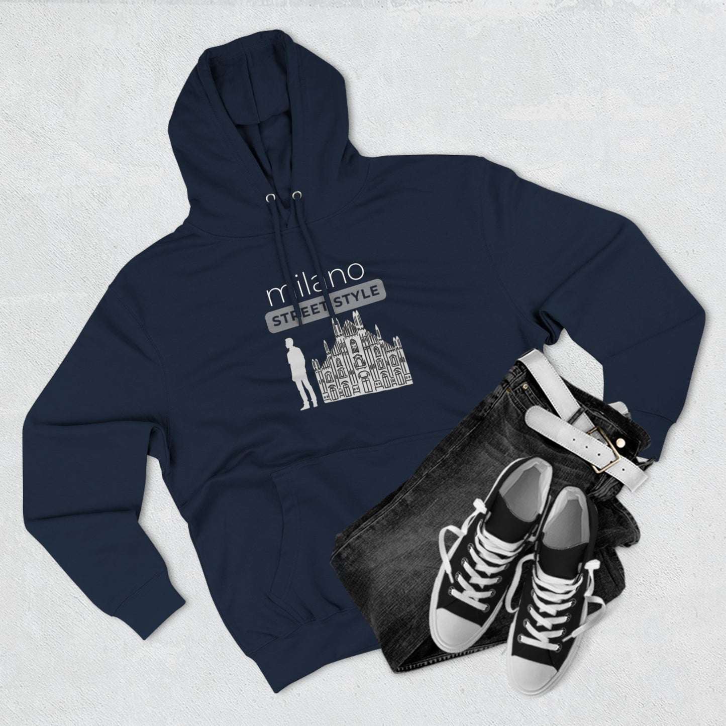 Milan Men Street Style Three-Panel Fleece Hoodie