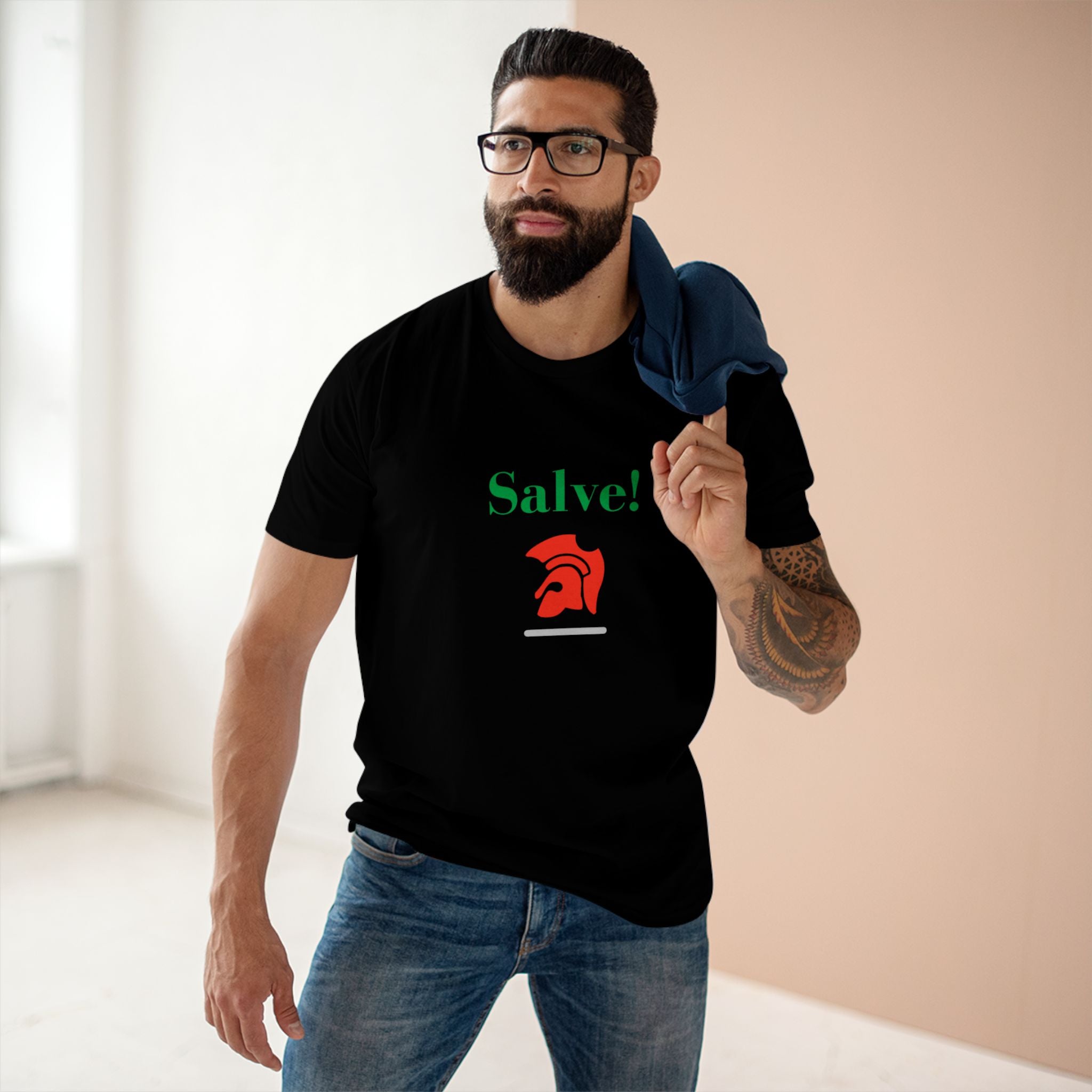 Salve! Roman Helmet Graphic Tee — Italian Heritage T‑Shirt