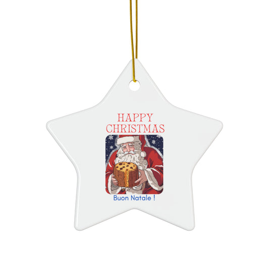 Christmas Ceramic Ornament Set - Happy Christmas & Buon Natale Design