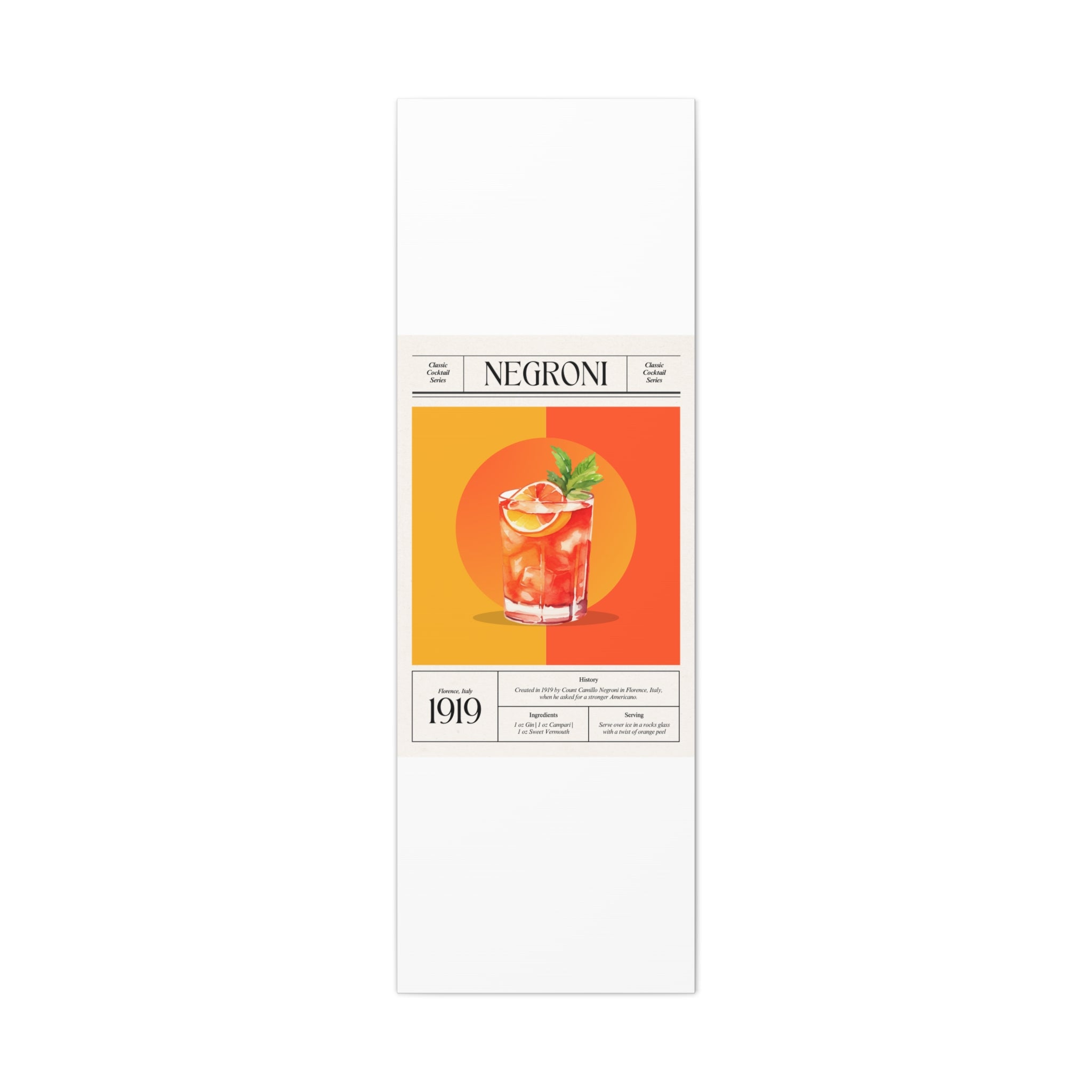 Negroni Cocktail Canvas Print – Vintage Classic Cocktail Recipe Art Poster