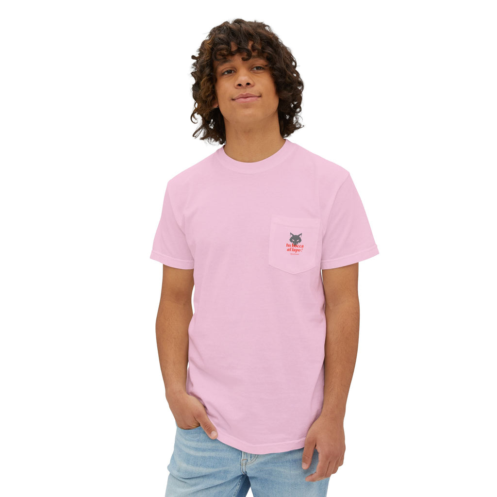 Faded Pocket T-Shirt — 'In bocca al lupo' Wolf Graphic Tee