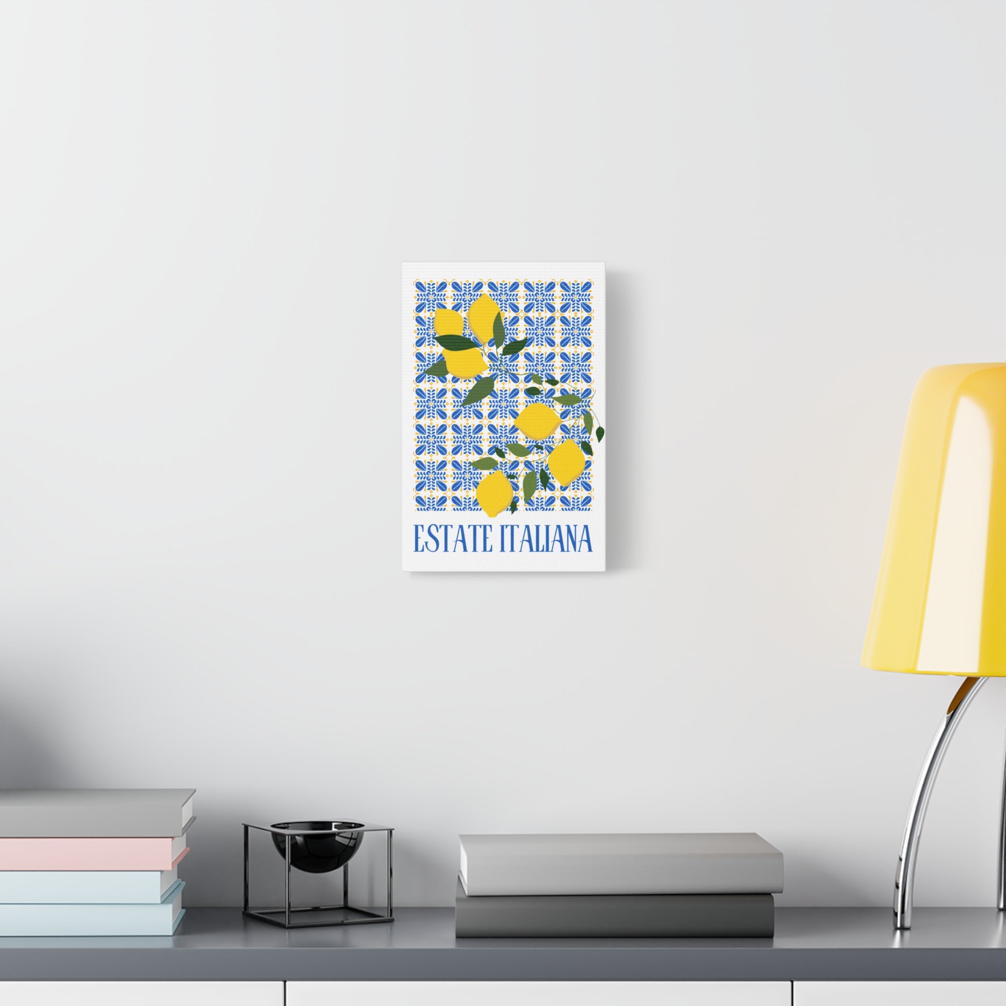 Estate Italiana - Italian Summer - Canvas Print - with decorative lemons and majolica tiles Decorative Wall Art