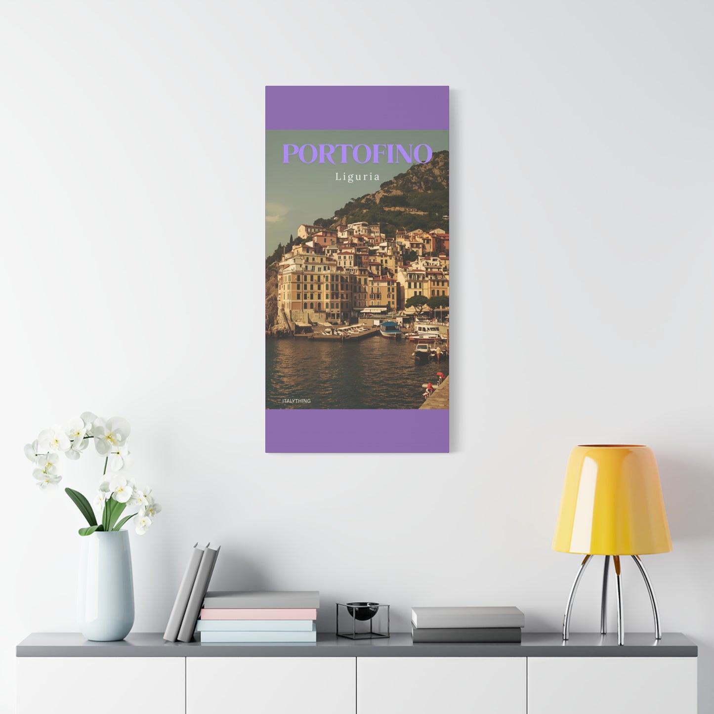 Leinwanddruck mit Hafenansicht Portofino – Dekorative Wanddekoration