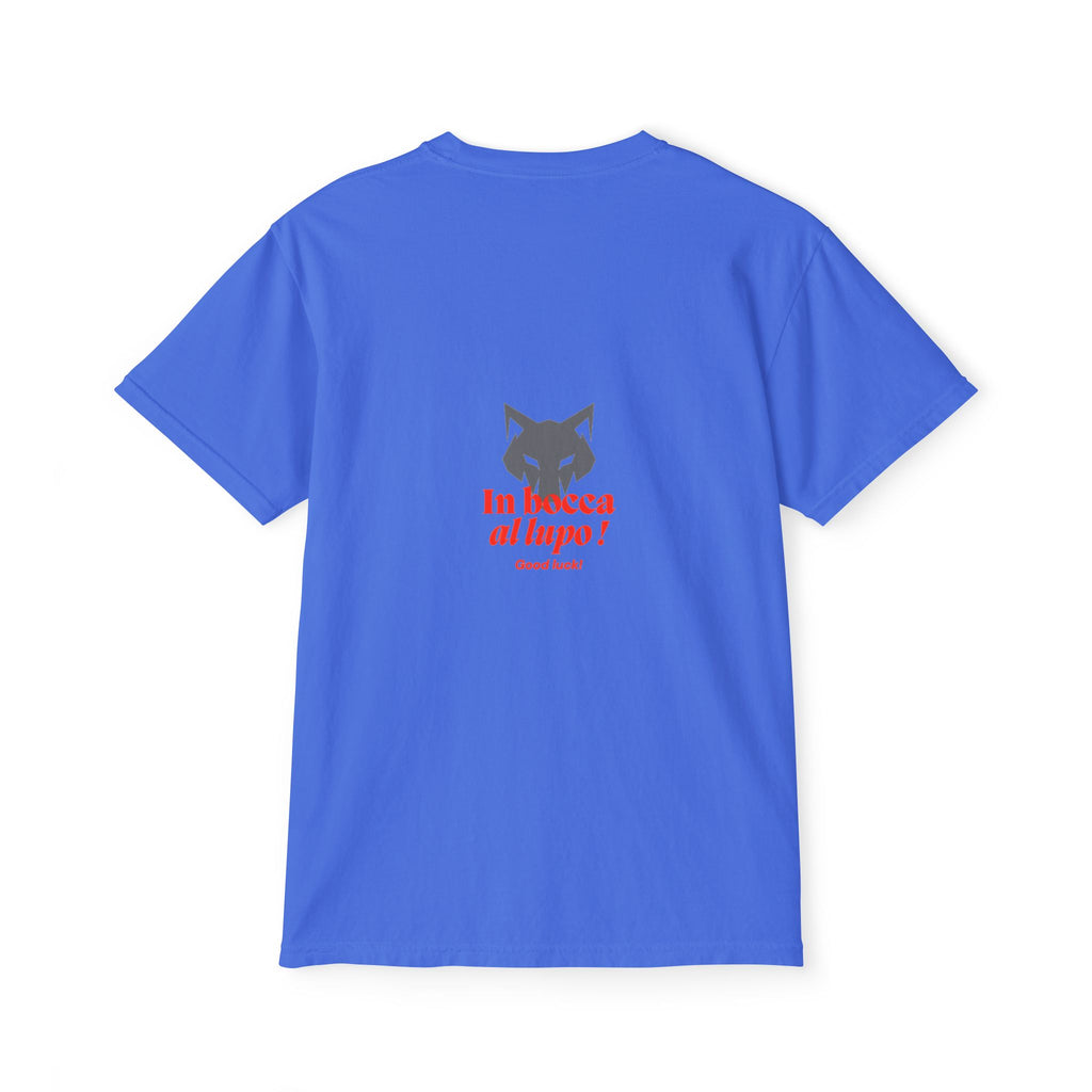 Faded Pocket T-Shirt — 'In bocca al lupo' Wolf Graphic Tee