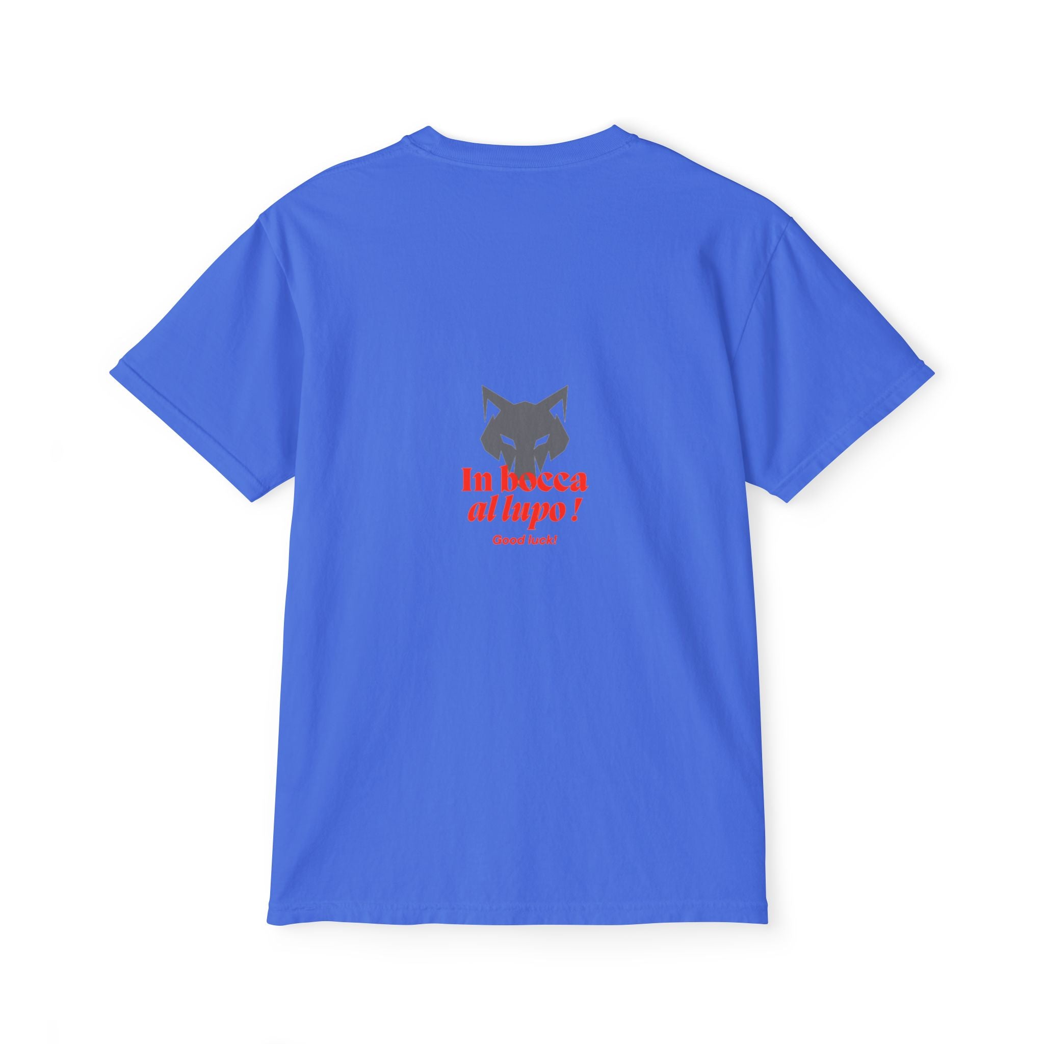 Faded Pocket T-Shirt — 'In bocca al lupo' Wolf Graphic Tee