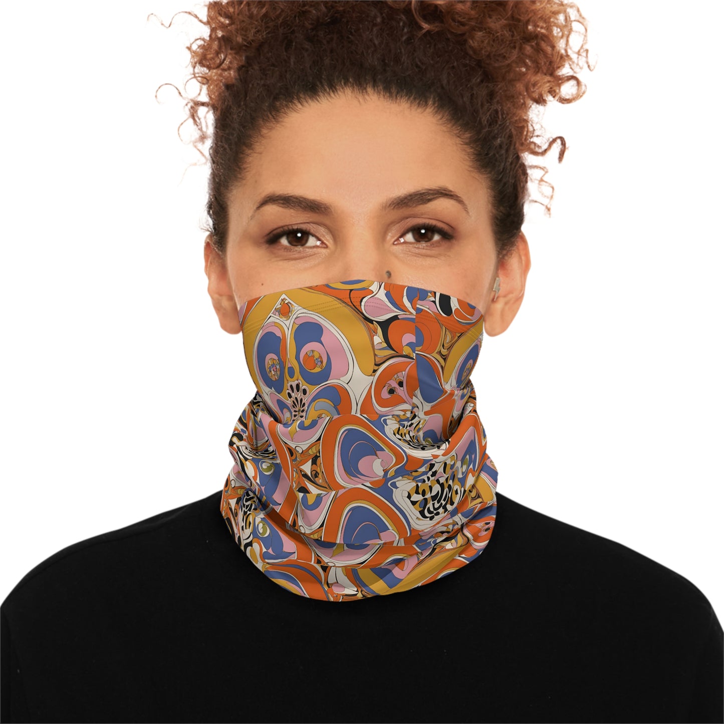 Pucci-Look Winter Neck Gaiter with Drawstring - Stylich Print