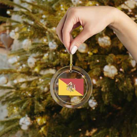 Palermo Sicilian Flag Glass Ornament - Festive Home Decor