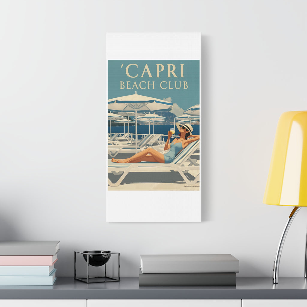 Capri Beach Club Retro Canvas Print - Decorative Wall Art