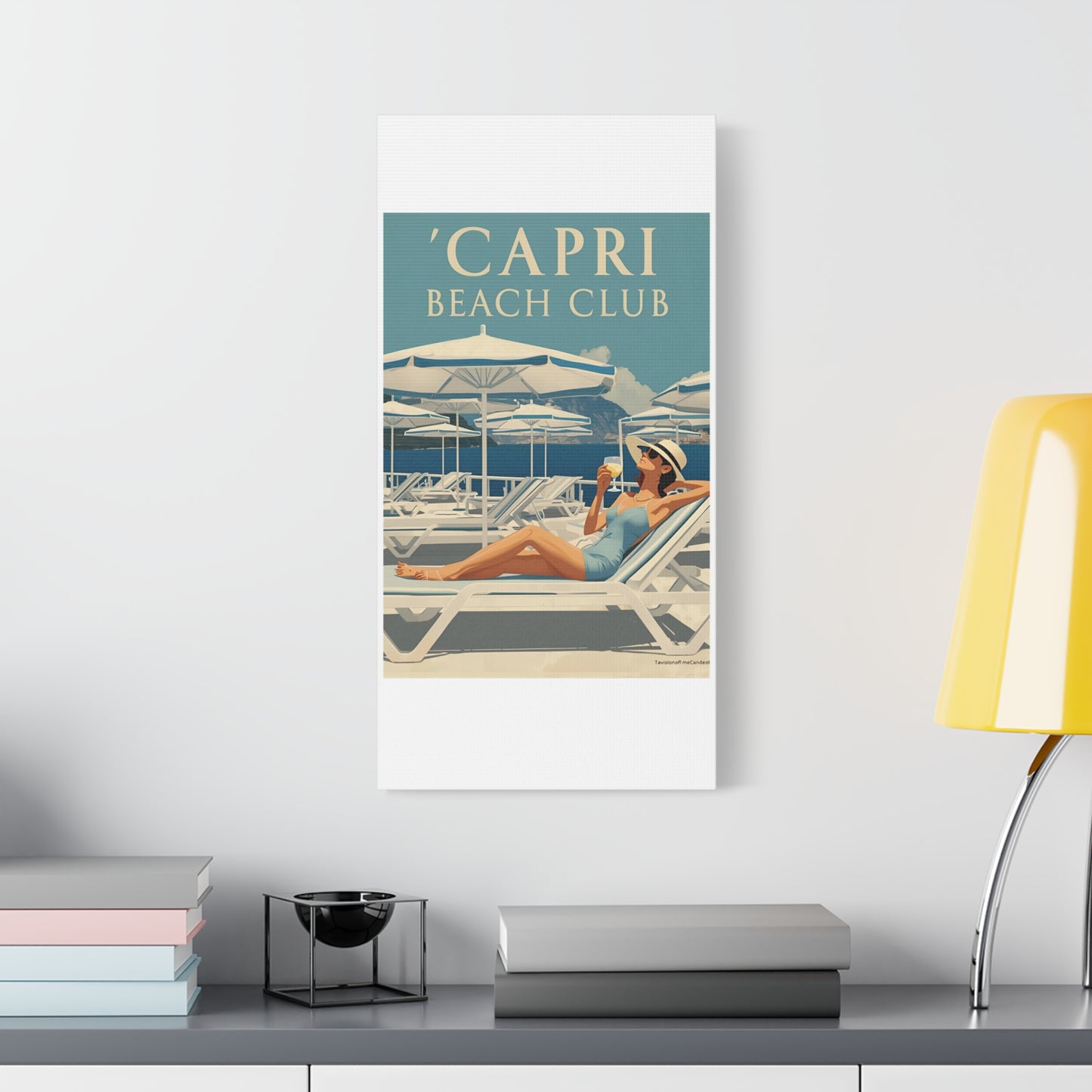 Capri Beach Club Retro-Leinwanddruck – Dekorative Wanddekoration