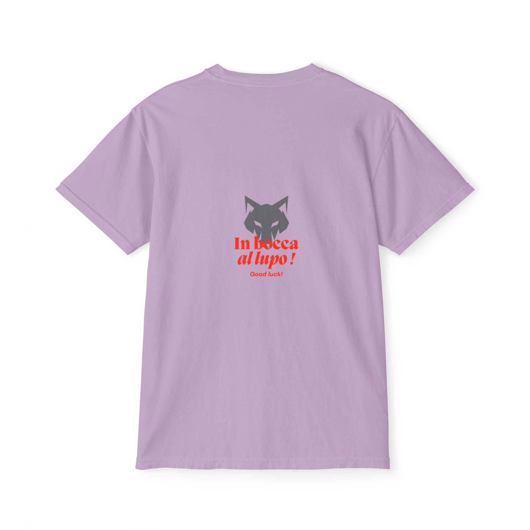 Faded Pocket T-Shirt — 'In bocca al lupo' Wolf Graphic Tee