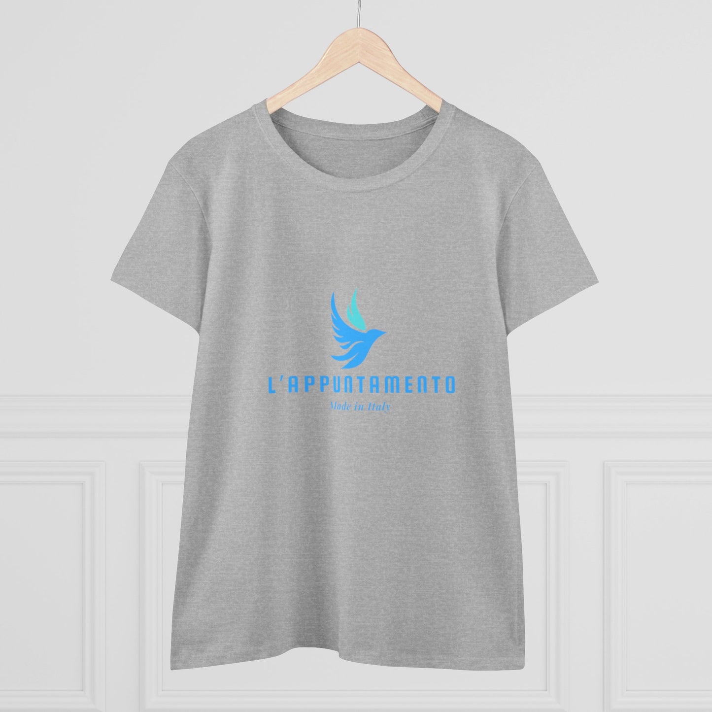 L'Appuntamento Italian Logo Women's Tee — Blue Bird Minimalist Cotton T-Shirt