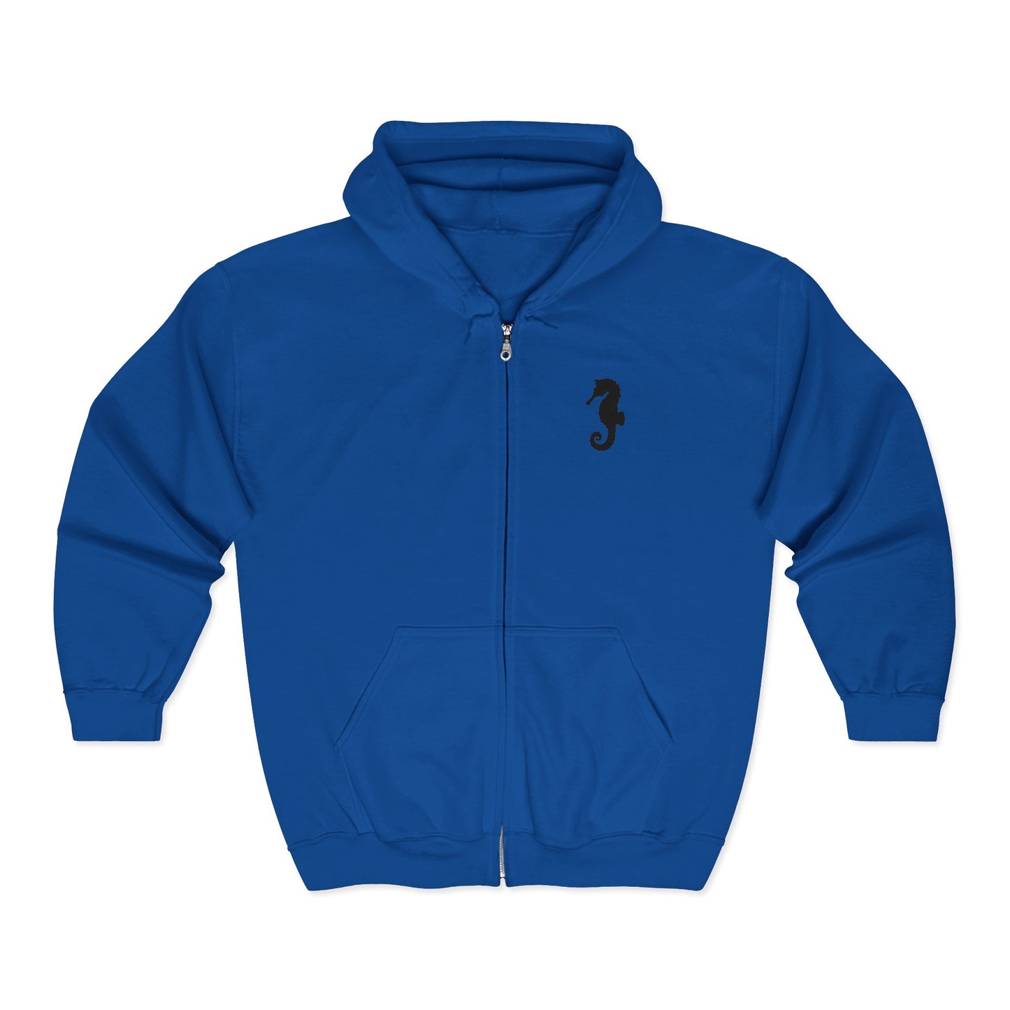 Seahorse & Anchor Zip Hoodie — Nautical Embroidered Full‑Zip Sweatshirt