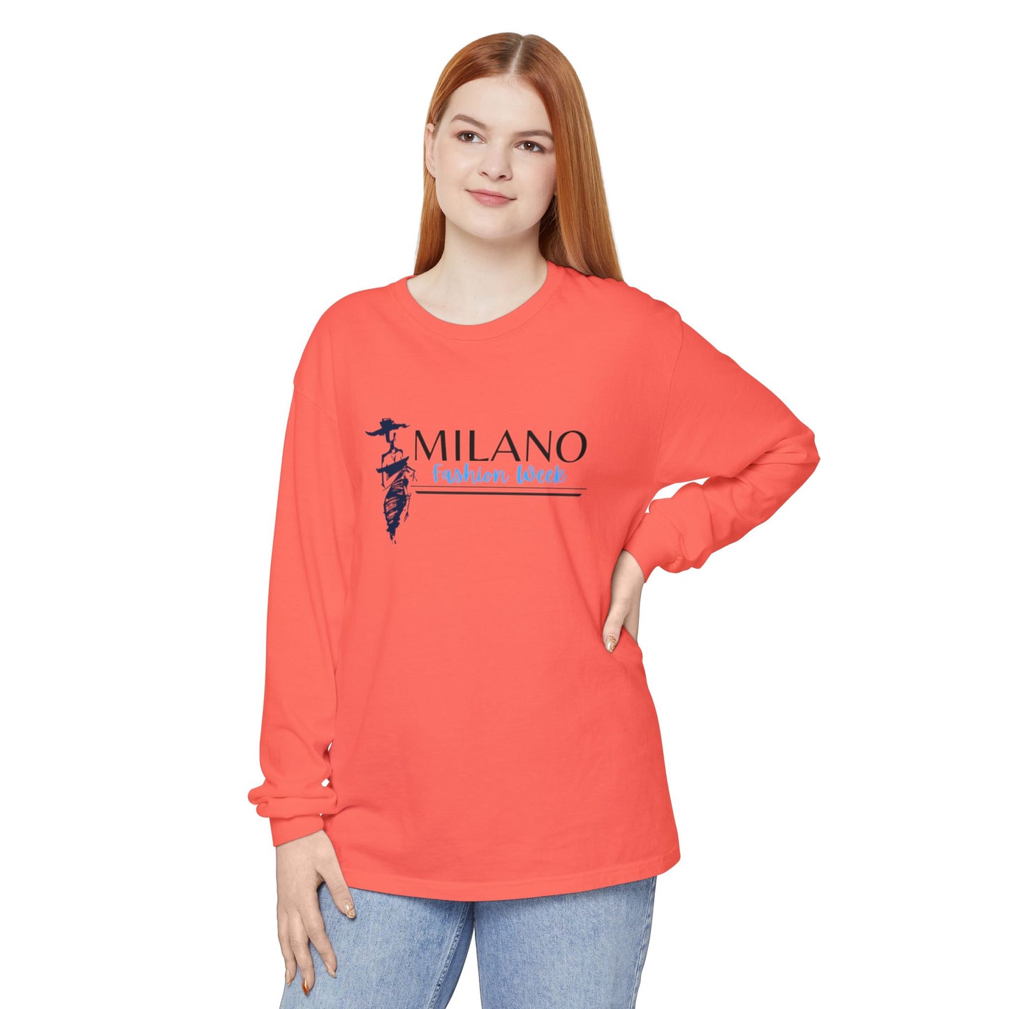 Milan Fashion Week Long Sleeve Tee, Trendy Long Sleeve Top, Milano Fashion Shirt, Casual Wear for Fashion Lovers