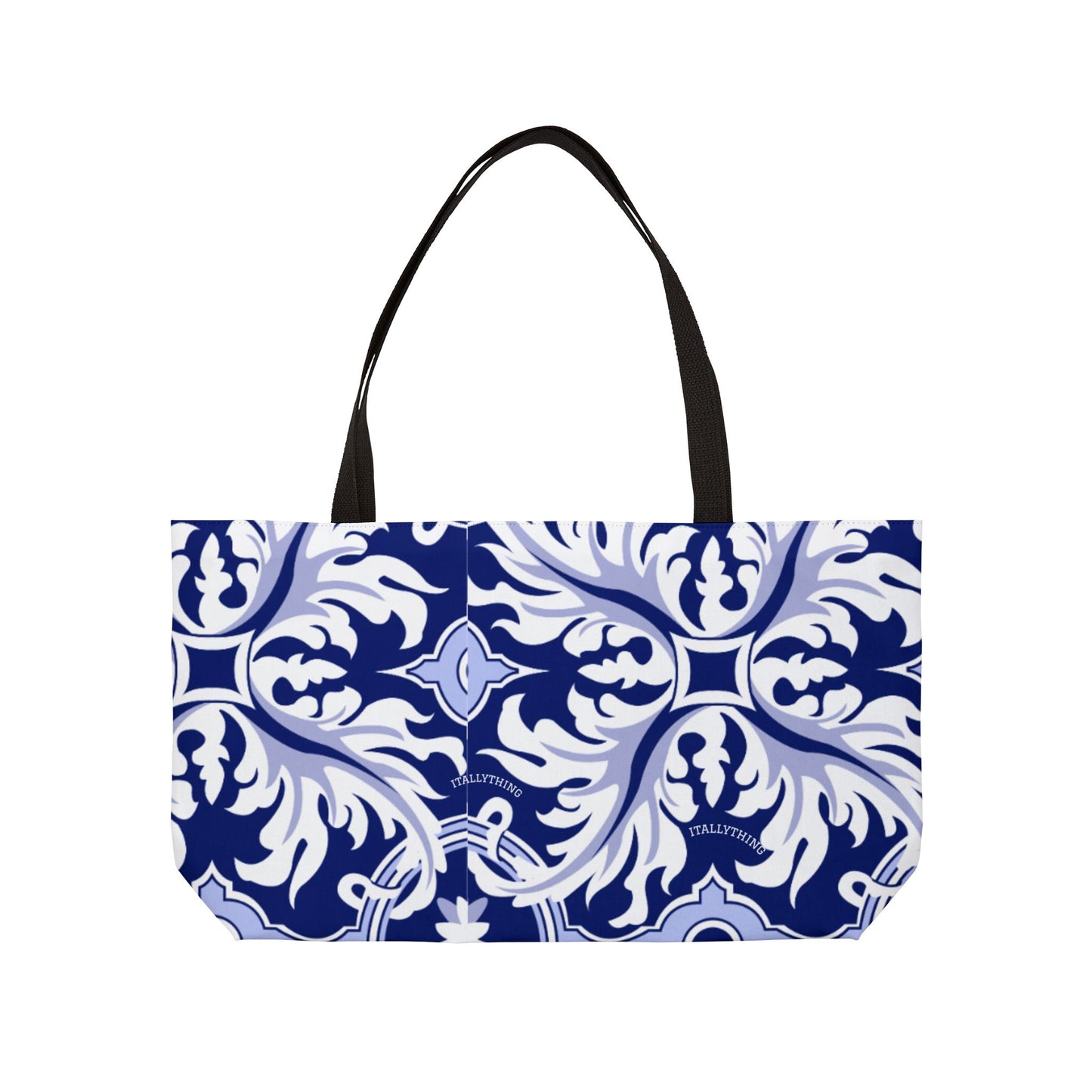Blue Majolica Sicilian Style Weekender Tote — Large Travel & Beach Bag