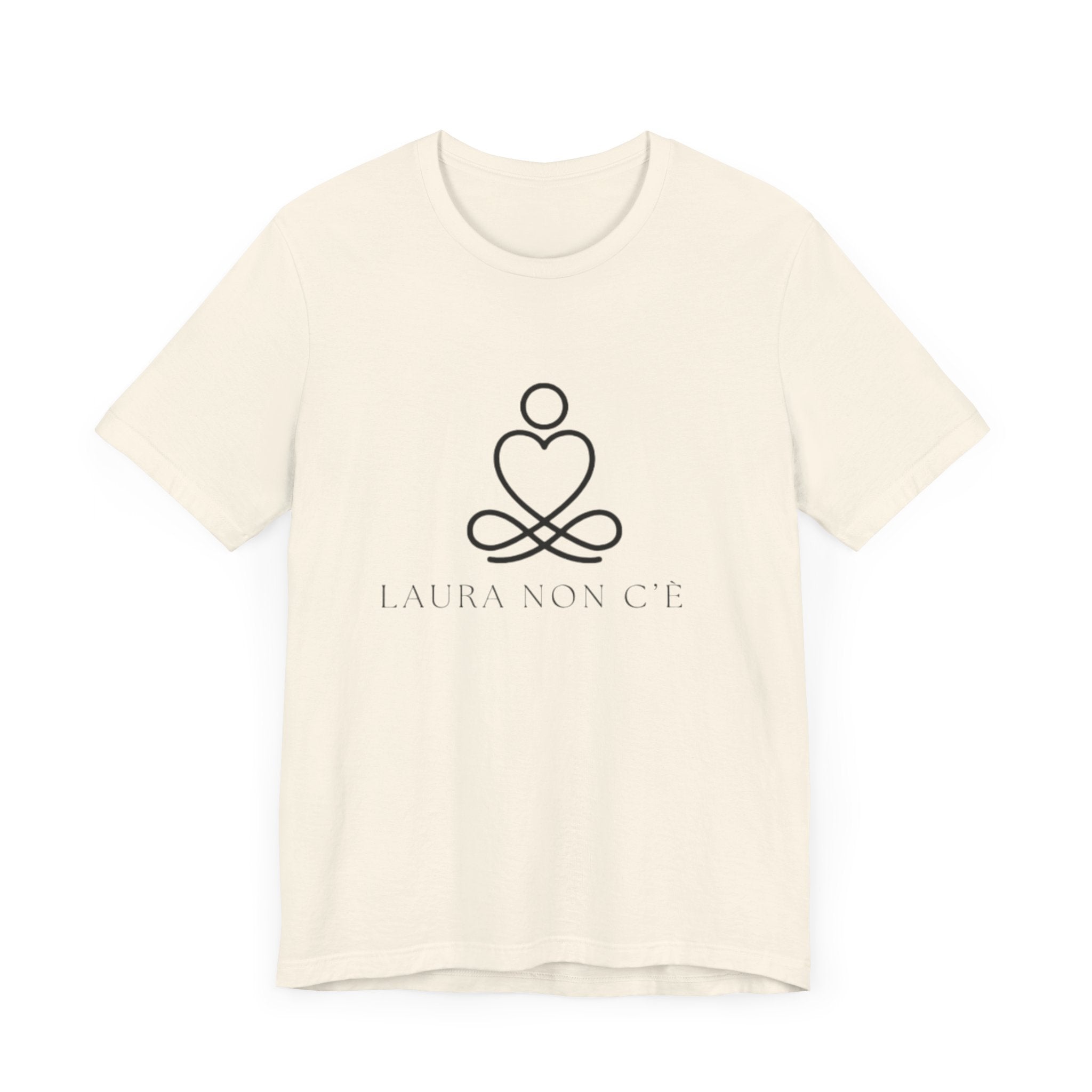 Italienisches Marken-T-Shirt aus Jersey mit kurzen Ärmeln und Song-Slogan: Laura non c'è (Laura ist nicht hier) Unisex