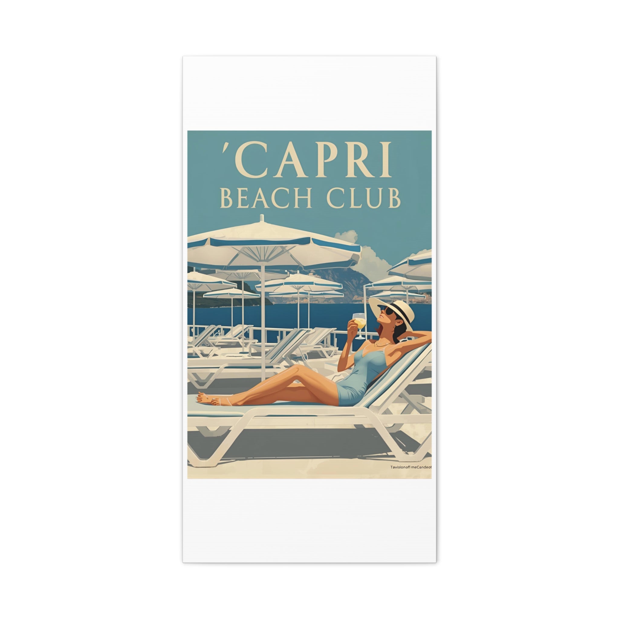 Capri Beach Club Retro Canvas Print - Decorative Wall Art