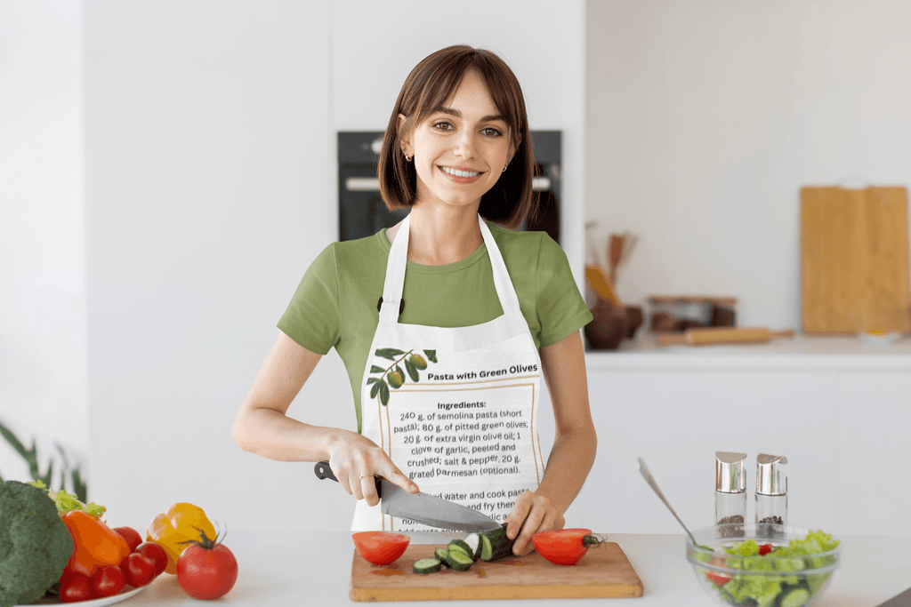 Apron with Italian Pasta Recipe- Pasta with Olives