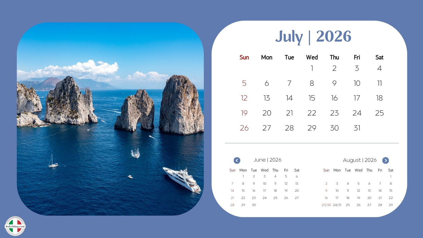 Bella Italia Desk Calendar 2026 — Scenic Italy Travel Desk Calendar