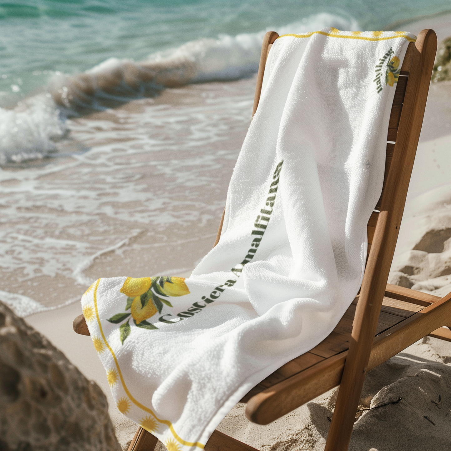 Amalfi Lemon Beach Towel — 'Costiera Amalfitana' Coastal Print