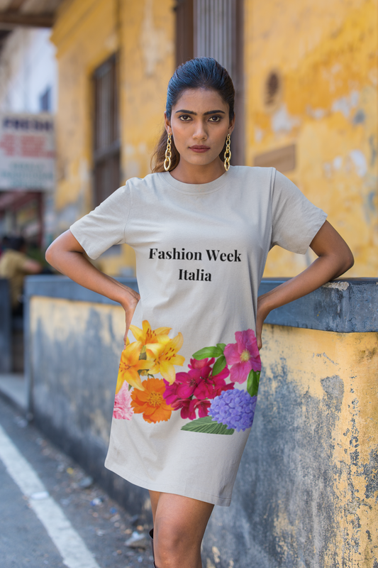 Floral Motif Fashion Week Collection T-shirt dress