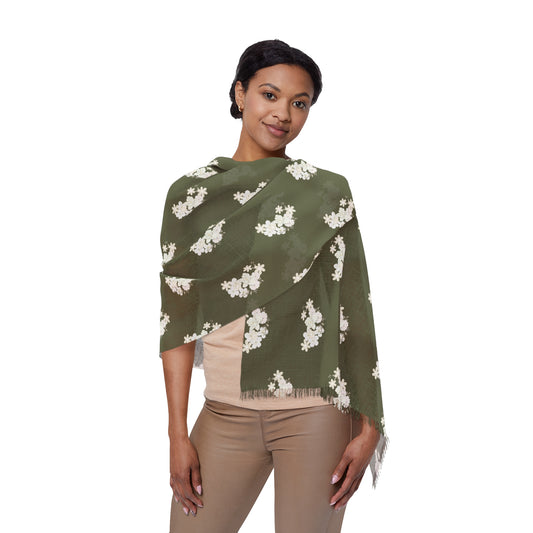 Floral Pattern Scarf Olive — Lightweight Scarf
