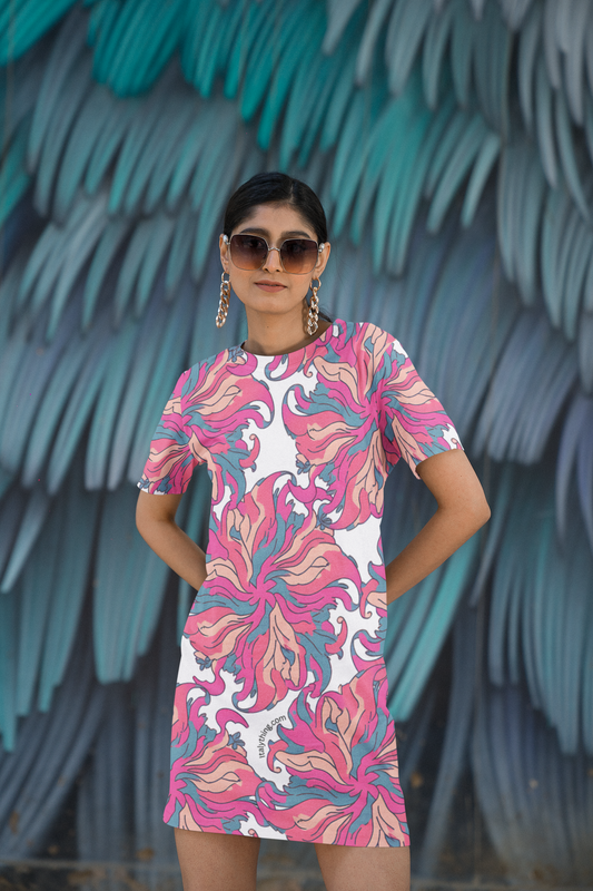 Flower Pucci-style Design T-shirt dress