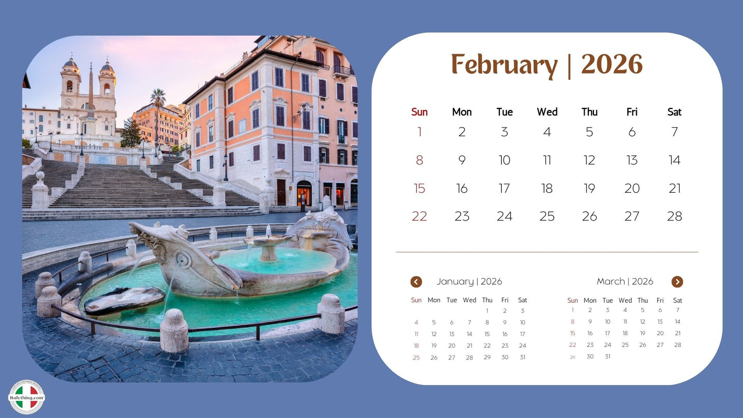 Bella Italia Desk Calendar 2026 — Scenic Italy Travel Desk Calendar