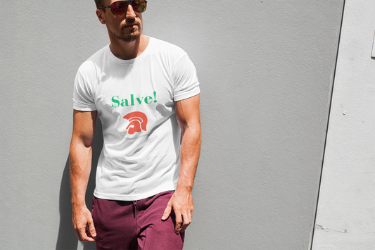 Salve! Roman Helmet Graphic Tee — Italian Heritage T‑Shirt