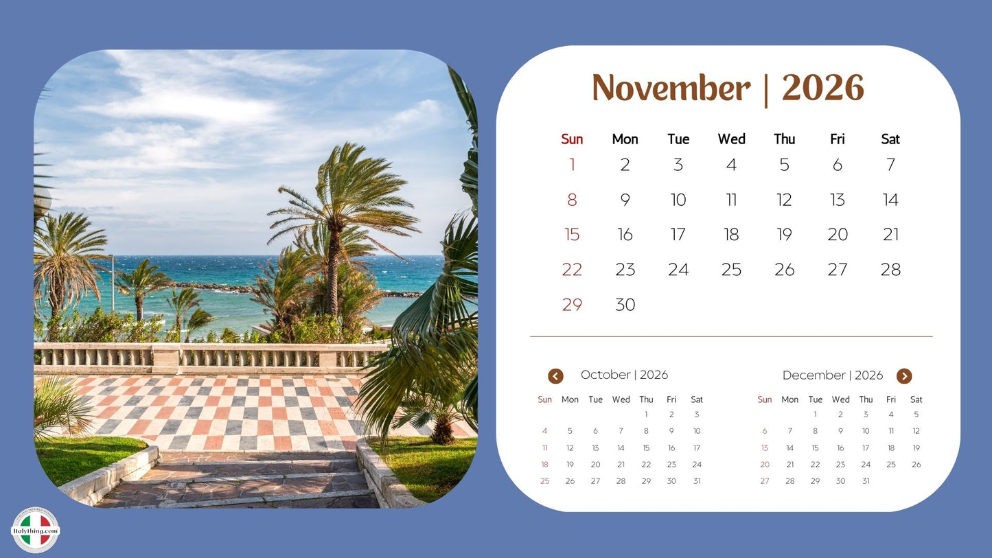 Bella Italia Desk Calendar 2026 — Scenic Italy Travel Desk Calendar