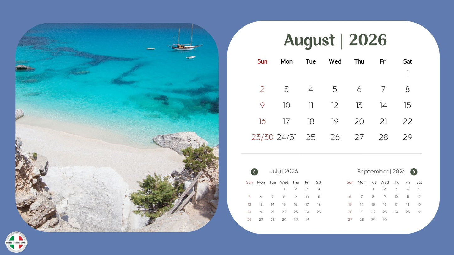Bella Italia Desk Calendar 2026 — Scenic Italy Travel Desk Calendar
