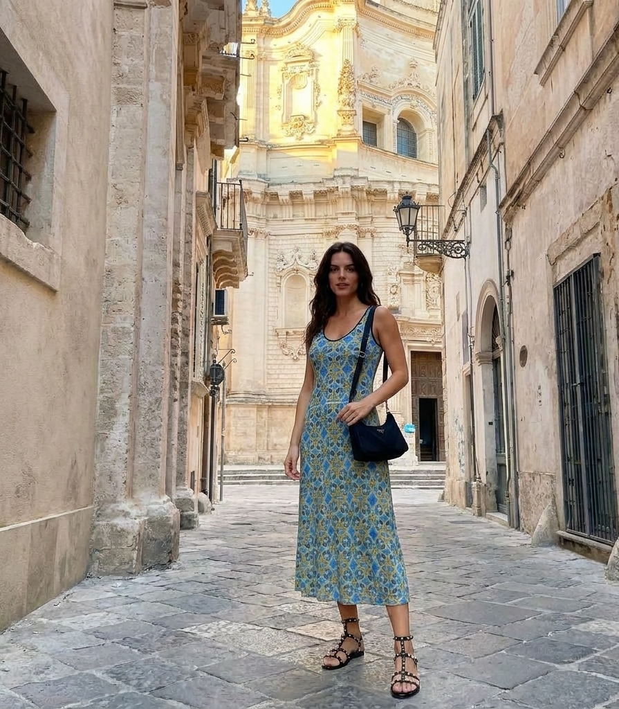 Sicilian Light - Summer Sleeveless Midi Dress